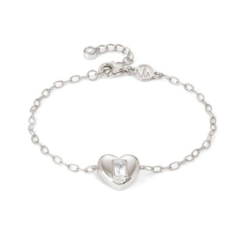 Domina bracelet with Heart Bracelet in sterling silver with white rhodium treated finish and stone
