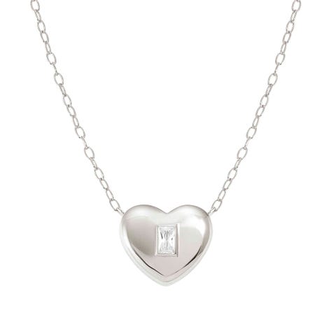 Domina necklace with Heart pendant Necklace in sterling silver with white rhodium treated finish and Cubic Zirconia