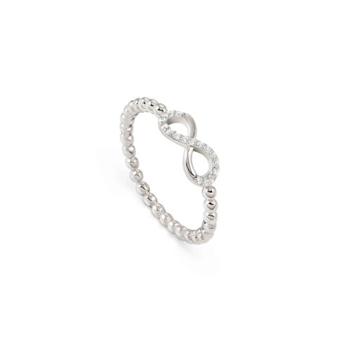 Lovecloud ring, Infinity with stones Sterling silver ring with white Cubic Zirconia