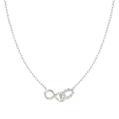 Lovecloud necklace, Infinity symbol with stones Sterling silver necklace with white Cubic Zirconia
