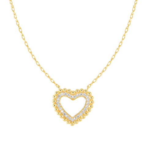 Lovecloud necklace, Heart with Cubic Zirconia Necklace in sterling silver with white stones