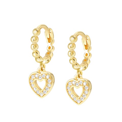 Lovecloud Heart drop earrings Sterling silver earrings with Cubic Zirconia