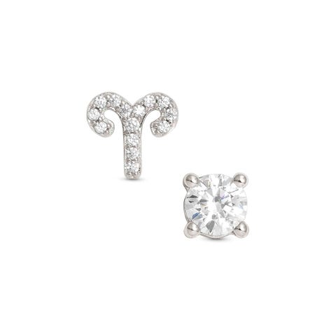 Orecchini MYZODIAC ariete in argento e zircone Orecchini in argento anallergico simbolo zodiaco e pietra