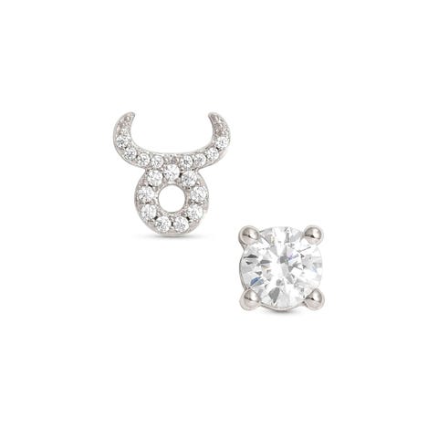 Orecchini MYZODIAC Toro in argento e zircone Orecchini in argento anallergico simbolo zodiacale e pietra