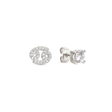 MYZODIAC Cancer earrings in sterling silver with CZ Sterling silver earrings with Zodiac symbol and stone