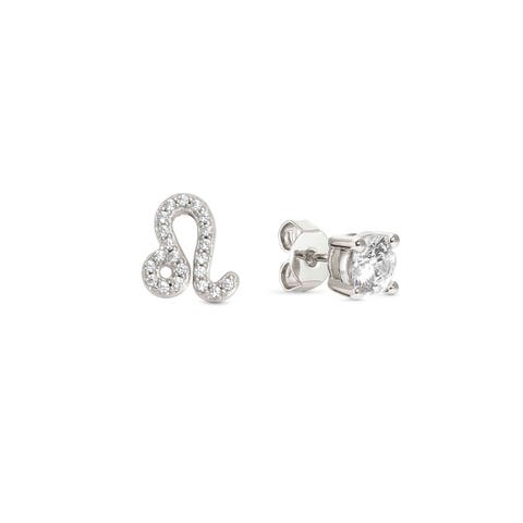 MYZODIAC Leo earrings in sterling silver with CZ Zodiac symbol sterling silver earrings with stone