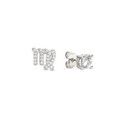 MYZODIAC Virgo earrings in sterling silver with CZ Earrings in sterling silver with Zodiac sign and stone