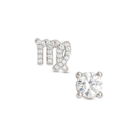 Orecchini MYZODIAC Vergine in argento e zircone Orecchini in argento anallergico simbolo Zodiaco e pietra