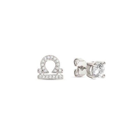 MYZODIAC Libra earrings in sterling silver with CZ Sterling silver earrings with Zodiac sign and stone