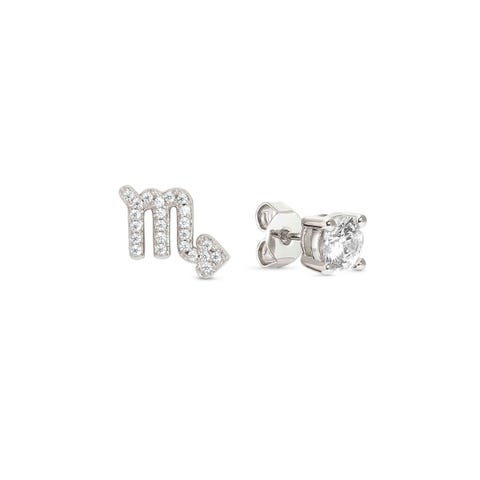 MYZODIAC Scorpio earrings in sterling silver with CZ Earrings in sterling silver with stone and symbol