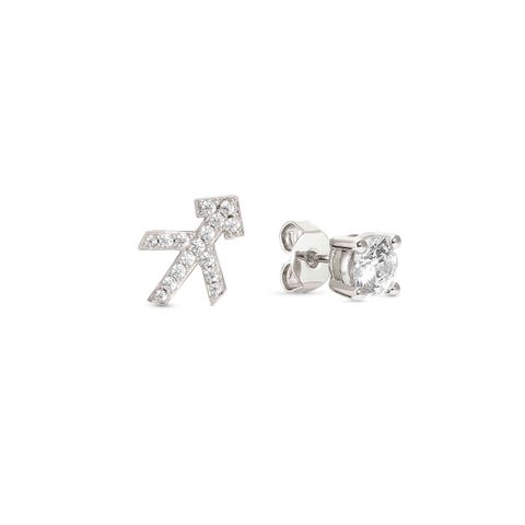 MYZODIAC Sagittarius earrings in sterling silver with CZ Sterling silver earrings with Sagittarius symbol and stone