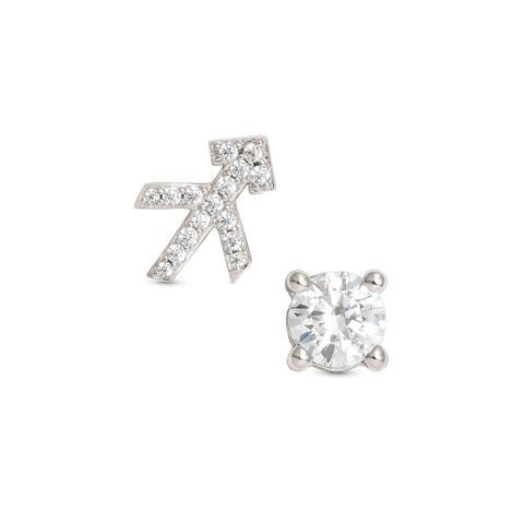 Orecchini MYZODIAC Sagittario in argento e zircone Orecchini in argento anallergico simbolo Sagittario e pietra