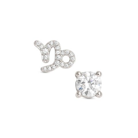 Orecchini MYZODIAC Capricorno in argento e zircone Orecchini in argento anallergico simbolo zodiacale e pietra