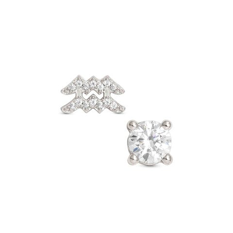Orecchini MYZODIAC Acquario in argento e zircone Orecchini in argento anallergico simbolo dello Zodiaco e pietra