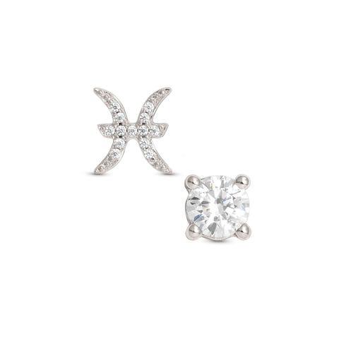 Orecchini MYZODIAC Pesci in argento e zircone Orecchini in argento anallergico simbolo e Pietra