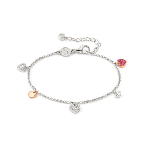 Lucentissima bracelet, Mix pendents, Heart CZ Bracelet with sterling silver pendants