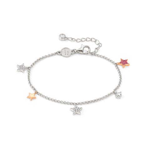 Lucentissima bracelet, Mix pendents Star, CZ Bracelet available with 2 different galvanised finishes