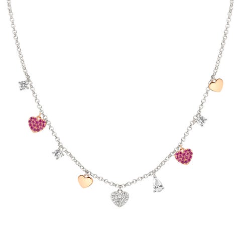 Halskette Lucentissima Anhänger Mix Herzen und Cubic Zirkonia Halskette Anhänger Mix in 925er Silber und Belag in Roségold