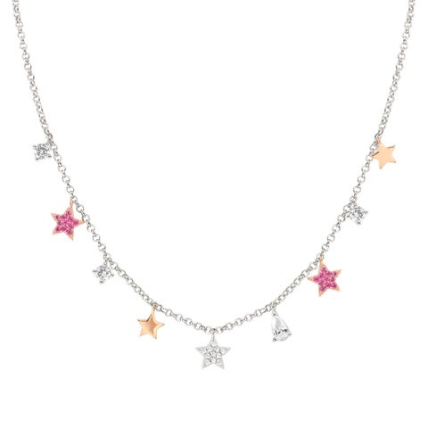 Halskette Lucentissima Anhänger Mix Sterne und Cubic Zirkonia Halskette Anhänger mit Symbolen in 925er Silber und Belag in Roségold