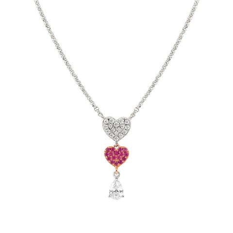 Halskette Lucentissima kleine Anhänger mit Herzen und tropfenförmigen Cubic Zirkonia Halskette in 925er Silber mit Anhänger Symbolen