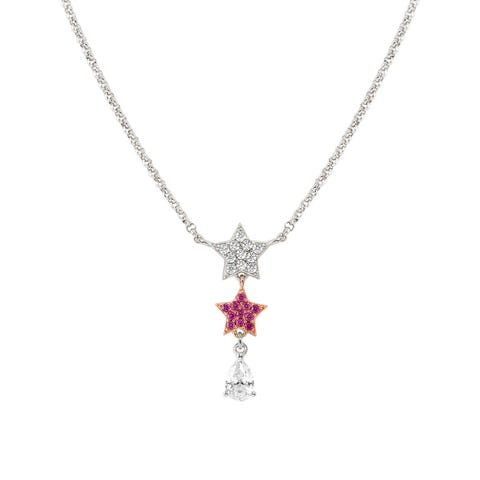 Halskette Lucentissima Stelle und Cubic Zirkonia in Tropfenform Halskette mit Symbol Anhängern in 925er Silber