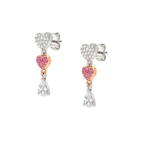 Ohrringe Lucentissima Herzen und Cubic Zirkonia Ohrringe mit Symbolen und bunten Steinen