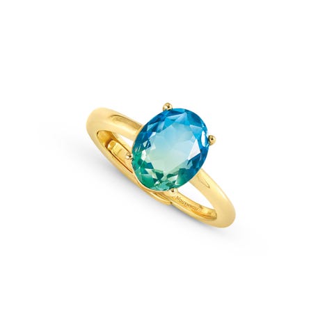 Anello Symbiosi con pietra bicolor verde azzurra Anello in Argento con pietra azzurra e verde