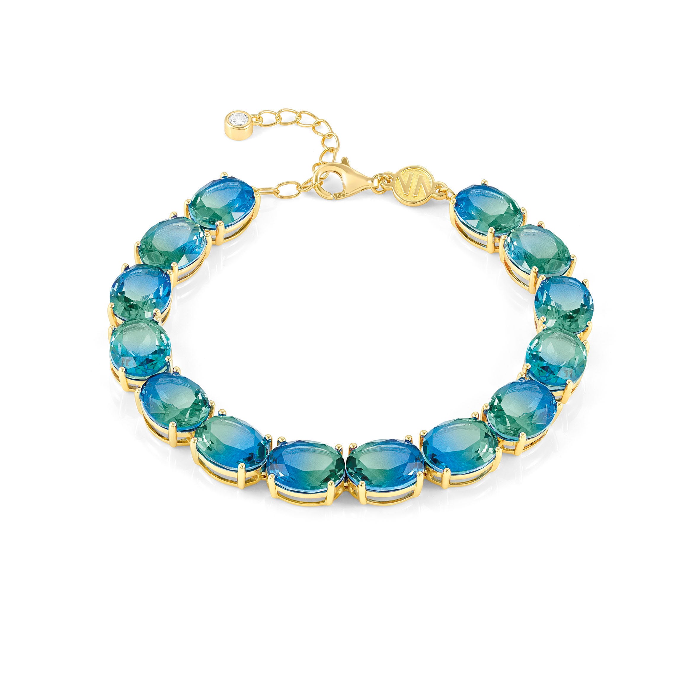 Nomination Bracciale Symbiosi pietre bicolor celeste verde