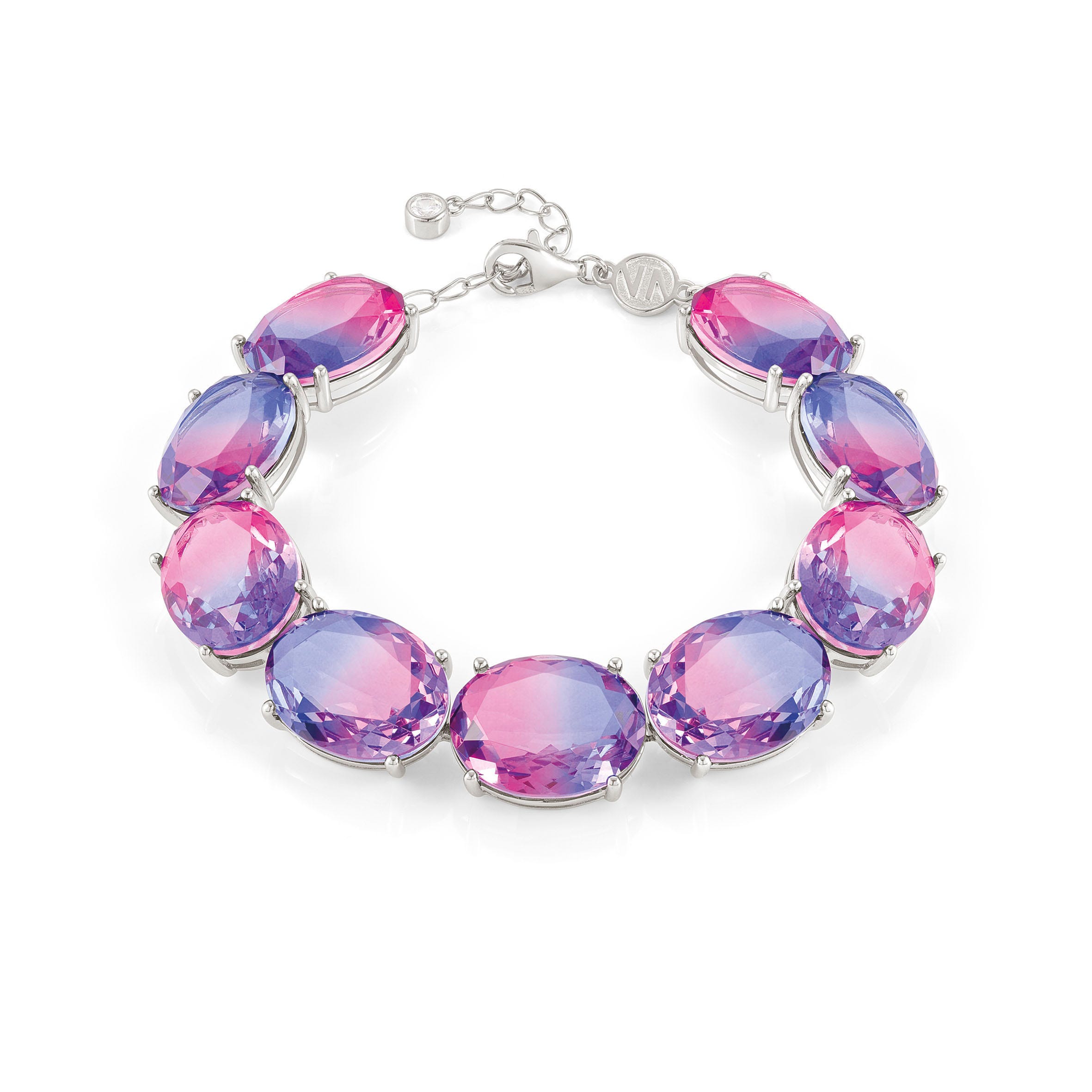 Nomination Bracciale Symbiosi con pietre grandi rosa e viola