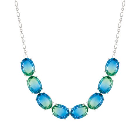 Collana Symbiosi con pietre Bicolor grandi celeste e verde Collana in Argento con grandi pietre colorate celeste sfumato verde