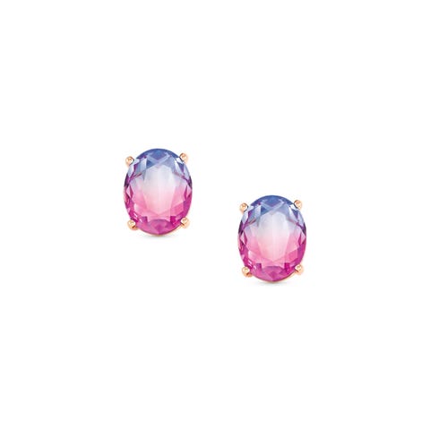 Orecchini Symbiosi con pietre bicolor rosa viola Orecchini in Argento con pietre di colore sfumato rosa e viola