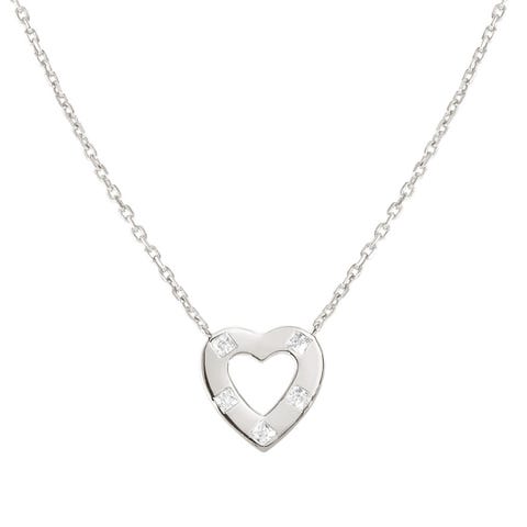 Collana Carismatica Cuore e Cubic Zirconia bianchi Collana in Argento 925 con rivestimento superficiale in Rodio bianco
