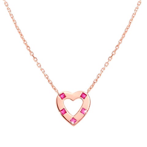 Carismatica Heart necklace with Pink CZ Sterling silver necklace with rose gold treated finish