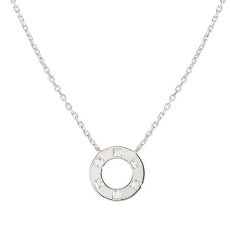 Collar Carismatica Círculo en Plata  Collar en Plata 925 con acabado en Rodio blanco y Cubic Zirconia biancas