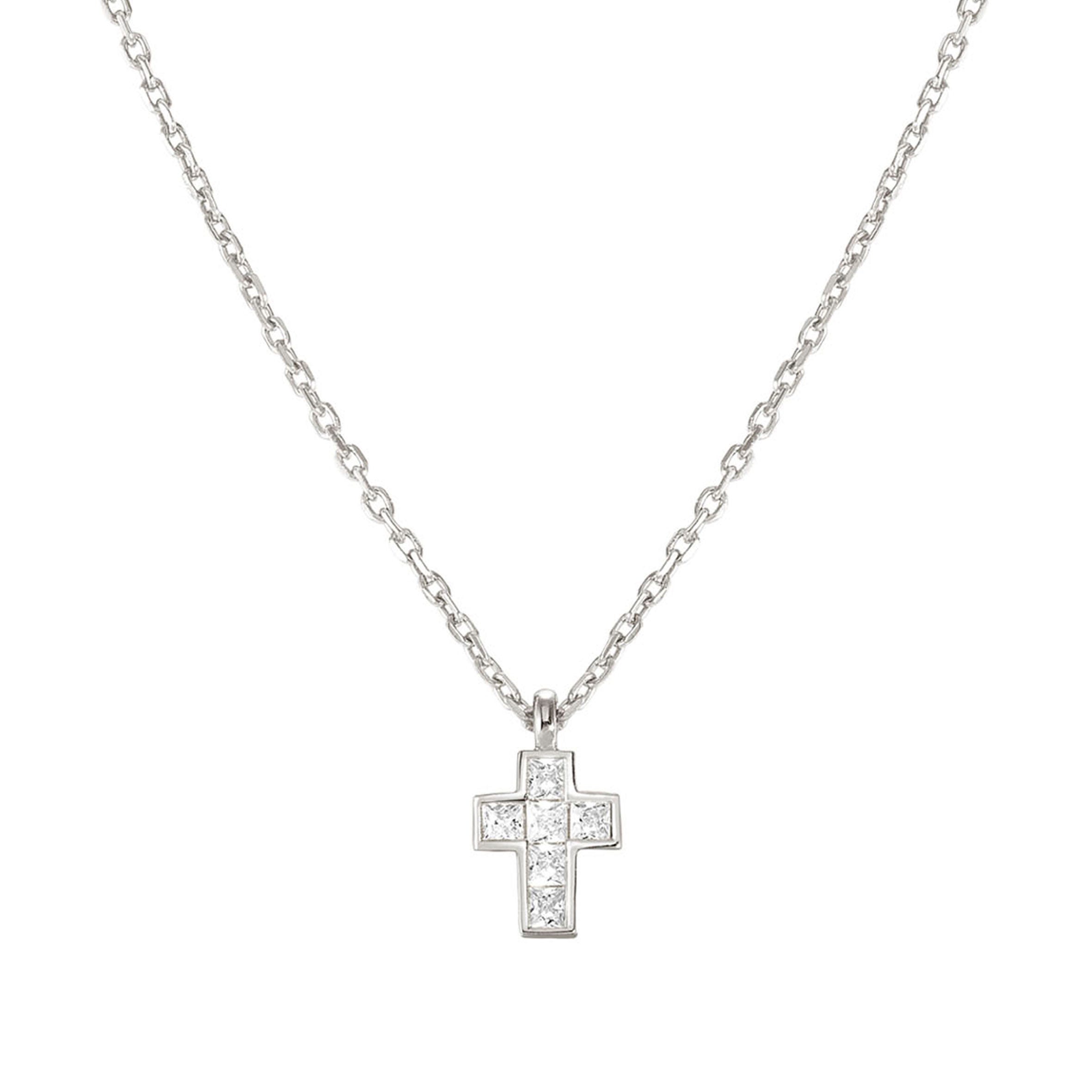 Nomination Collana Carismatica Croce piccola in Argento e pietre bianche