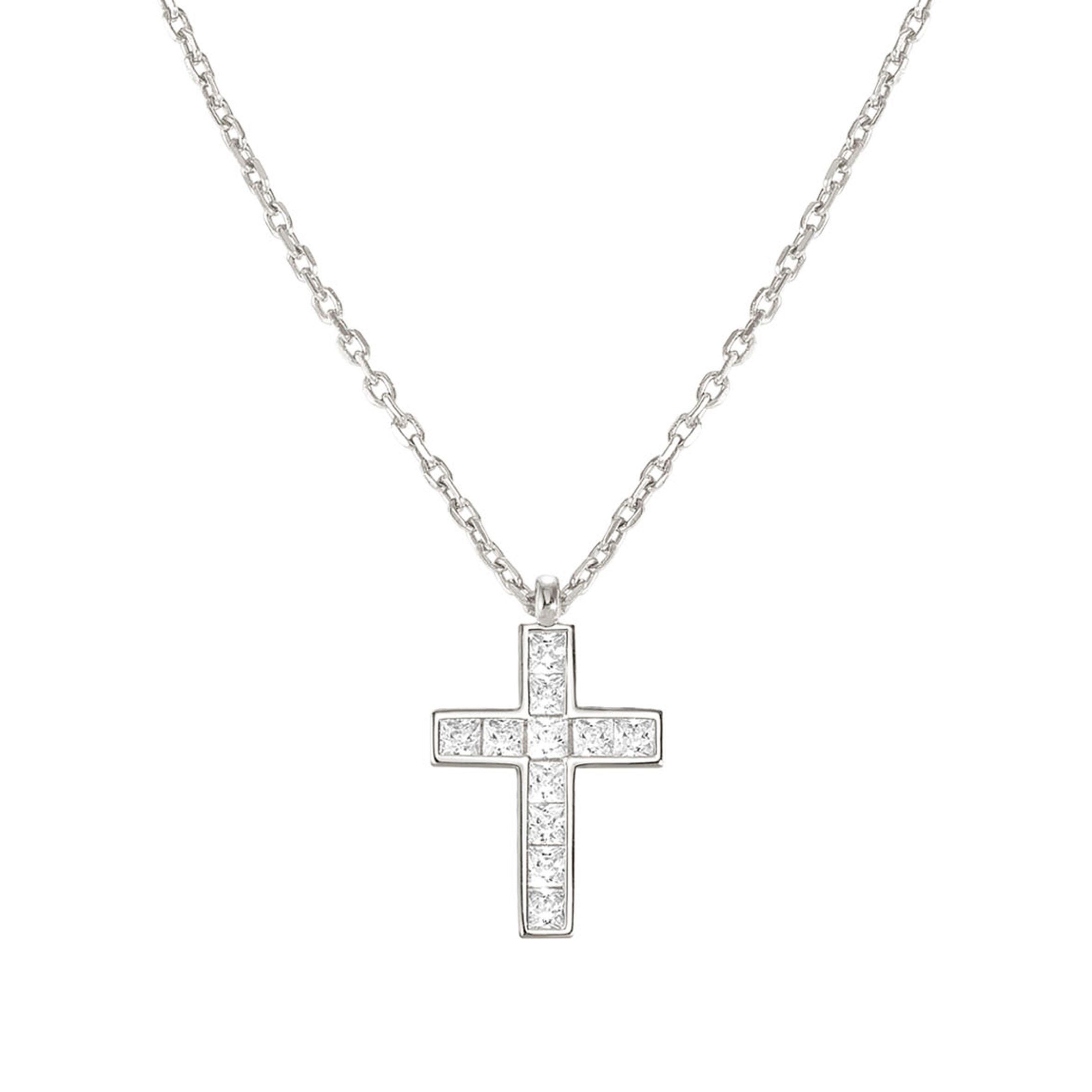 Nomination Collana Carismatica Croce in Argento e Cubic Zirconia bianchi