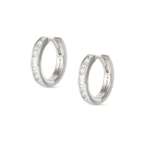 Carismatica earrings, sterling silver, White CZ Earring with white rhodium treated finish