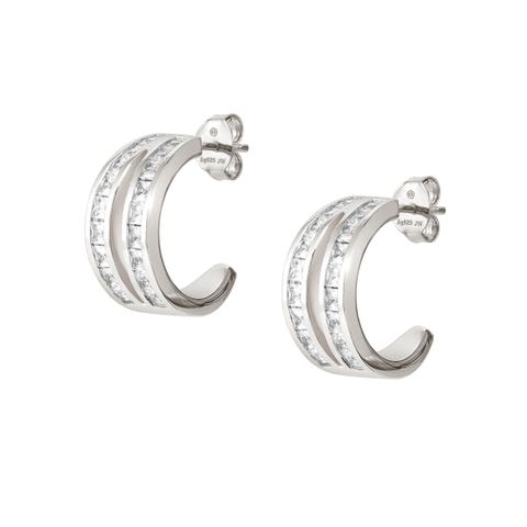 Carismatica earrings, silver with CZ Earrings available with white CZ