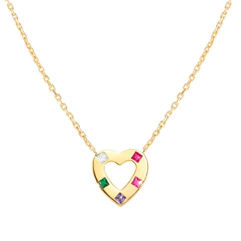 Collier Carismatica Cœur et oxydes de zirconium colorés Collier en argent 925 avec couche superficielle d’or jaune