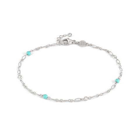 Sterling silver Anklet with Turquoise stones Sterling silver ankle bracelet with coloured stones and Cubic Zirconia