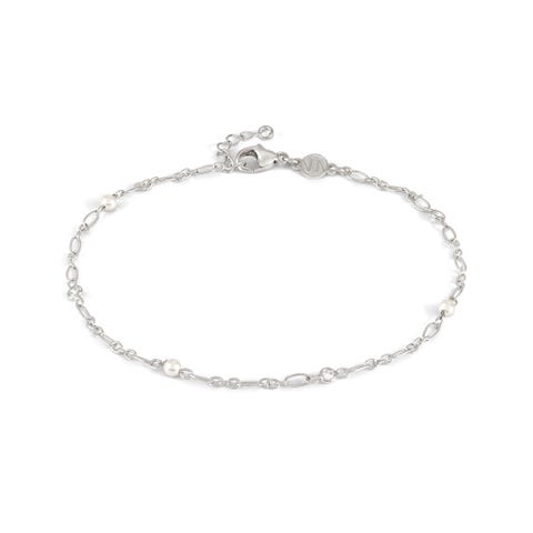 Sterling silver Anklet and White Pearls Sterling silver ankle bracelet with pearls and white Cubic Zirconia