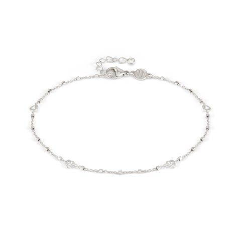 Sterling silver Anklet with Hearts and CZ Sterling silver ankle bracelet with Cubic Zirconia