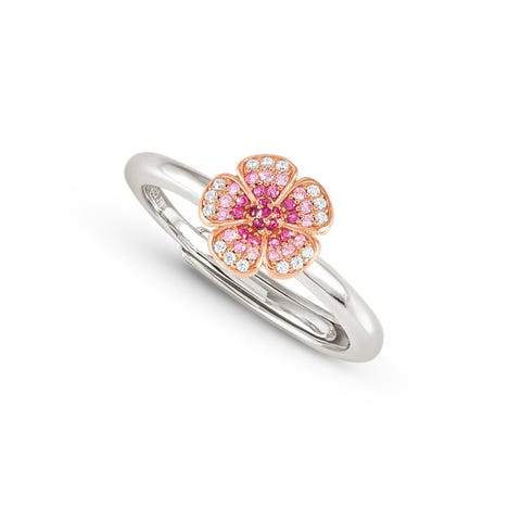 Crysalis ring, small Flower with Cubic Zirconia Sterling silver ring with small Flower decoration
