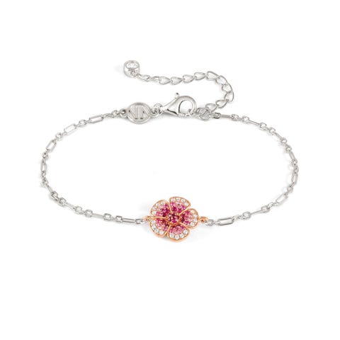 Crysalis bracelet, Flower with Cubic Zirconia Sterling silver bracelet with central Flower pendant