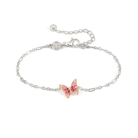 Crysalis bracelet, Butterfly with Cubic Zirconia Sterling silver bracelet with central Butterfly pendant