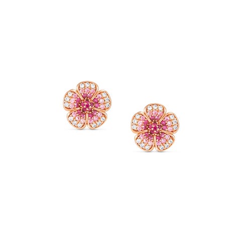 Crysalis earrings, Flower with Cubic Zirconia Sterling silver earrings, Flower