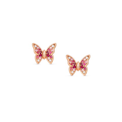 Crysalis earrings, Butterfly with Cubic Zirconia Sterling silver earrings, Butterfly