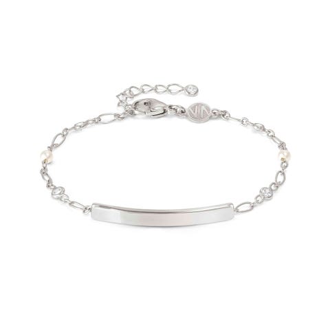Pulsera Messaggi d'amore con Placa Grabable y Cubic Zirconia Joya personalizable en Plata 925 con Cubic Zirconia