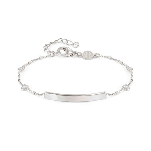 MESSAGGI D’AMORE bracelet, Plate, Heart CZ Jewel that can be engraved with engraving plate and white Cubic Zirconia