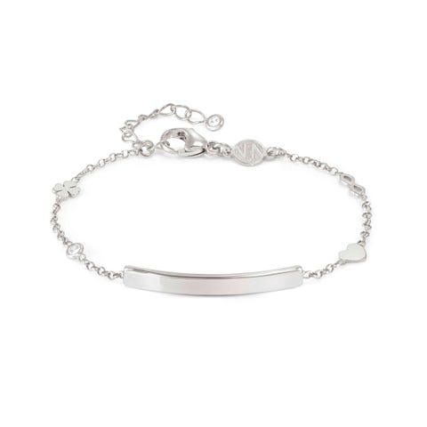 MESSAGGI D’AMORE bracelet, Plate, Mixed symbols Jewel with plate that can be engraved, symbols and white Cubic Zirconia